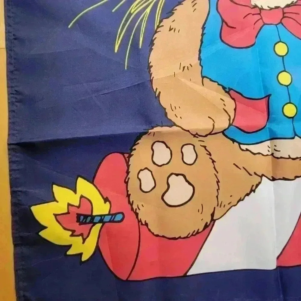 Vintage RARE Patriotic Teddy Bear 97 Firework USA Large Flag Independence Day - Picture 5 of 10